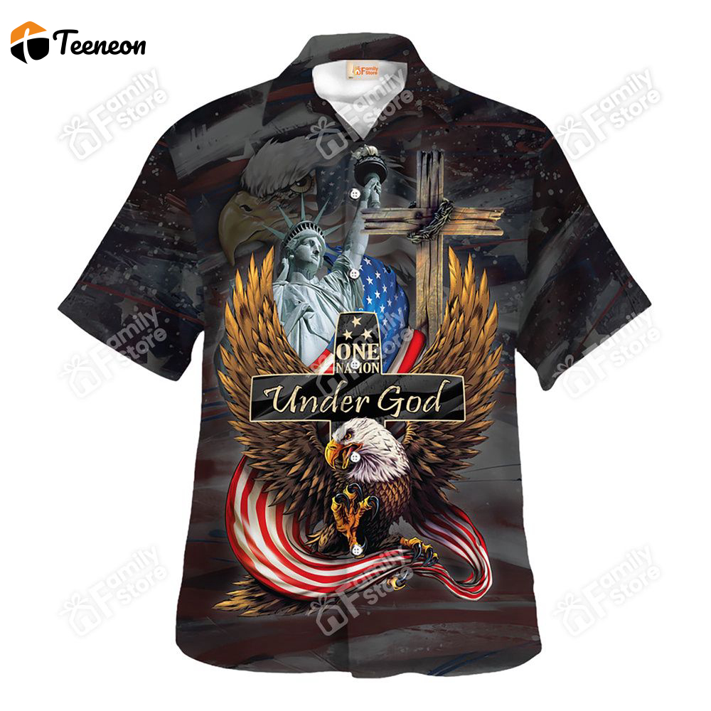 Jesus One Nation Under God And Statue of Liberty Hawaiian Shirt Jesus One Nation Under God And Statue of Liberty Hawaiian Shirt