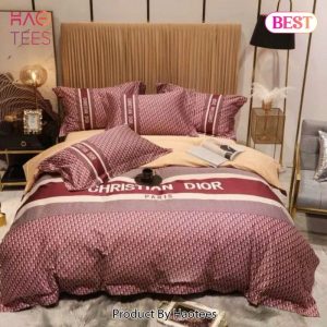 Dior Red Luxury Brand Premium Bedding Set Bedspread Duvet Cover Set Home Decor