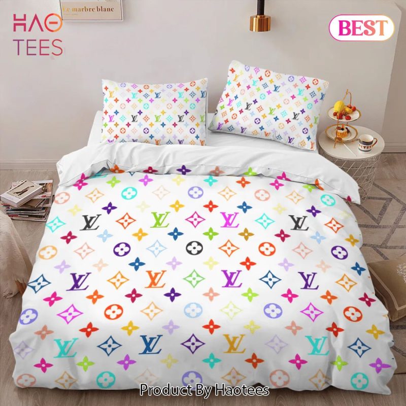 Louis Vuitton Colorful Limited Edition Luxury Brand Bedding Set Bedspread Duvet Cover Set Home Decor
