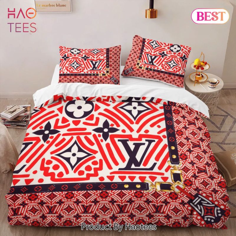 Louis Vuitton Red Colorful Luxury Brand High-End Bedding Set LV Home Decor